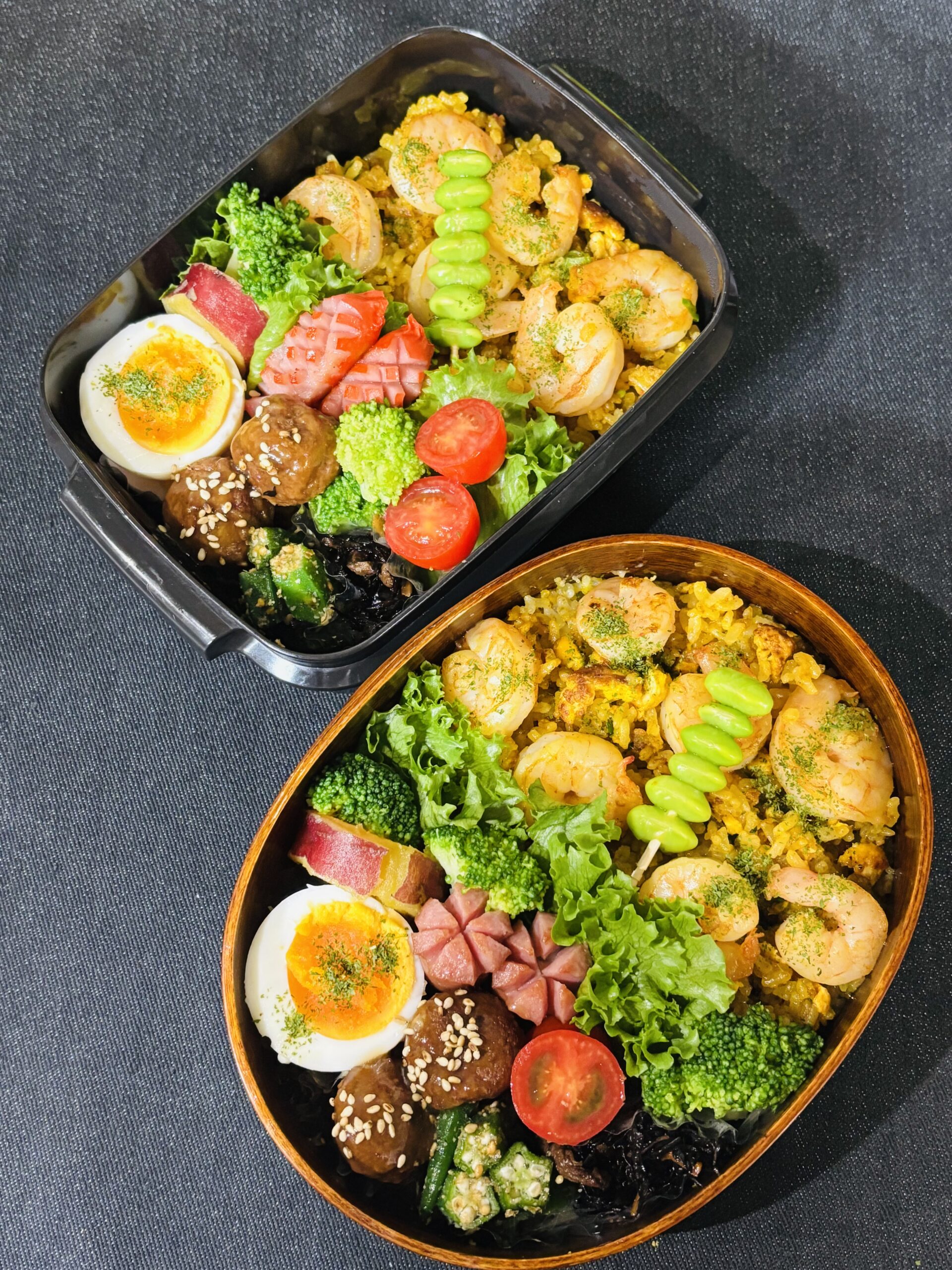 エビ入りドライカレー弁当のアイキャッチ画像｜五行バランスで彩る栄養満点ランチ